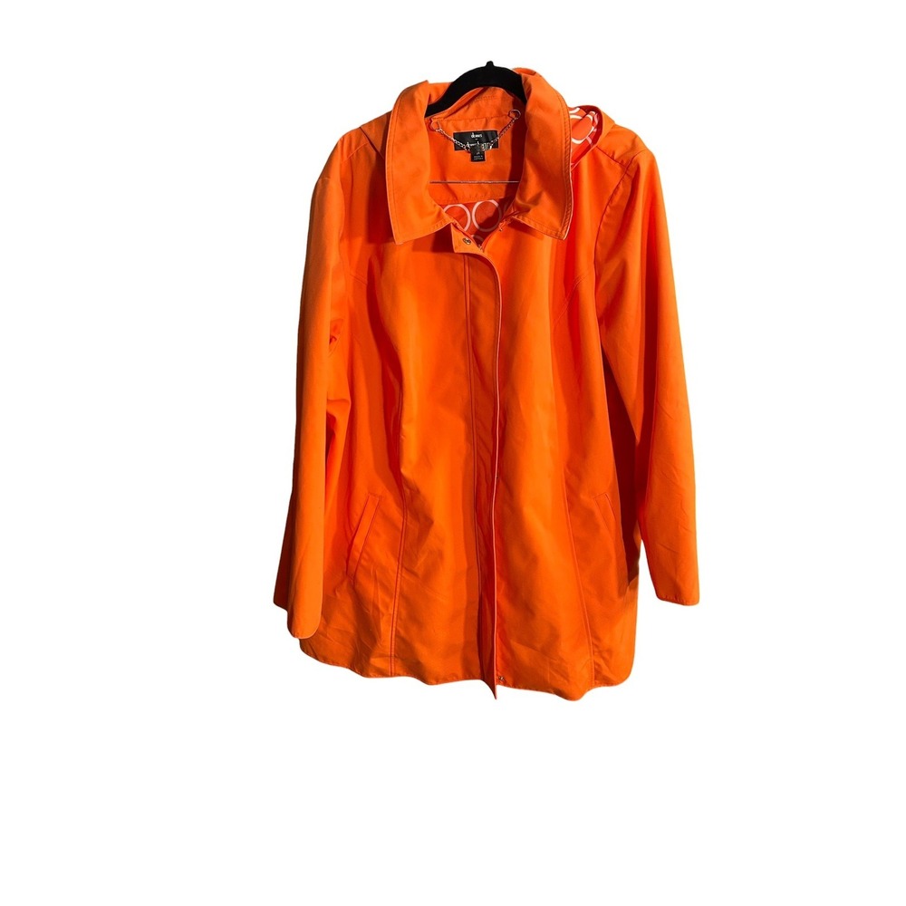 Dennis by Dennis Basso Women's Coat Size 3X Orange Zipper Snap Close w/Hood